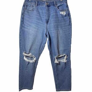 American Eagle Jeans Womens Mom Distressed Holes In Knees High Rise Size 16R
